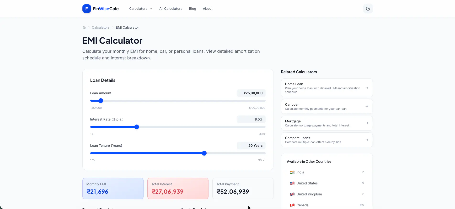 EMI Calculator with Charts