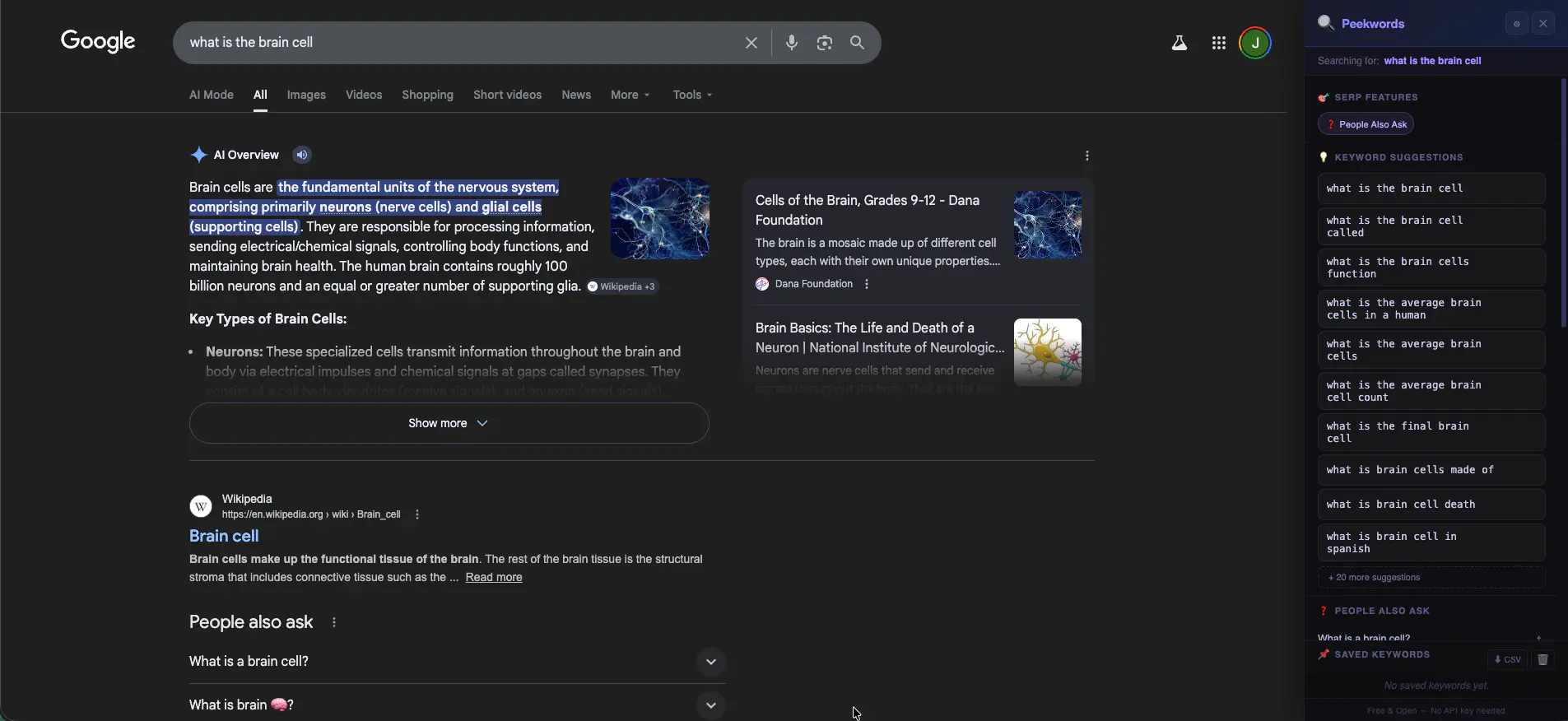 Keyword Suggestions Sidebar