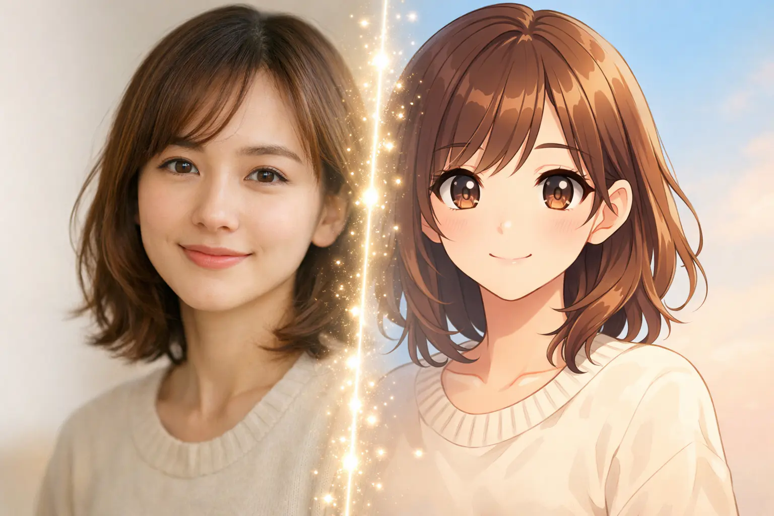 anime portrait created from a photo using AI