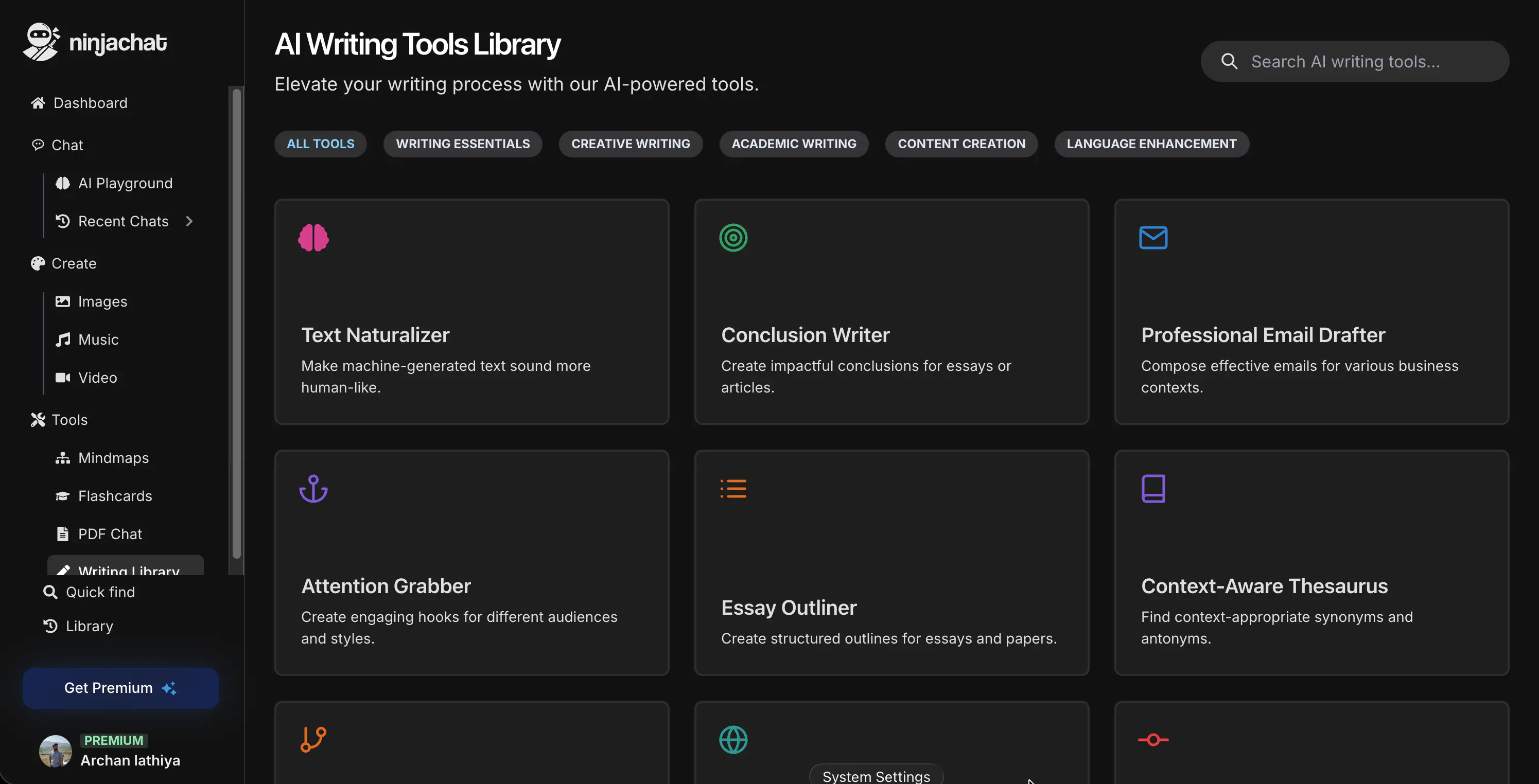 Professional Tools Dashboard